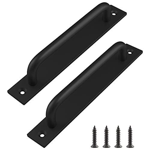 Jiozermi Sliding Barn Door Handle, 7 Inch, 2 Pack | Aluminium 7 Inches Black