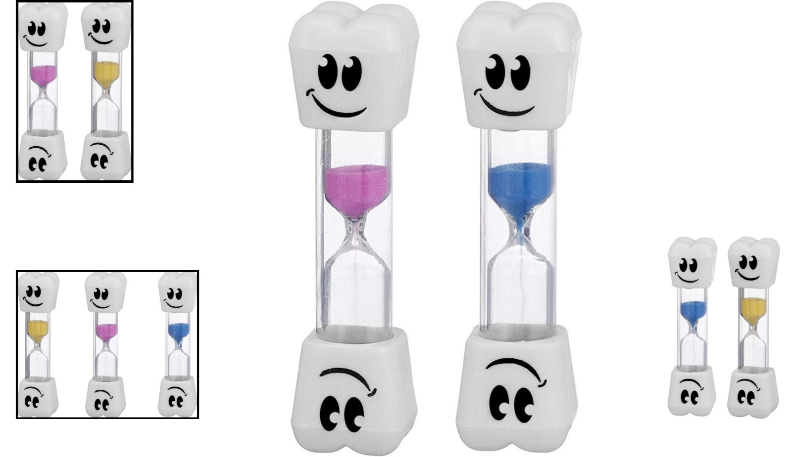 Smile Tooth 2-Minute Sand Timer 2 Pack - Fun Toothbrush Timer for Kids