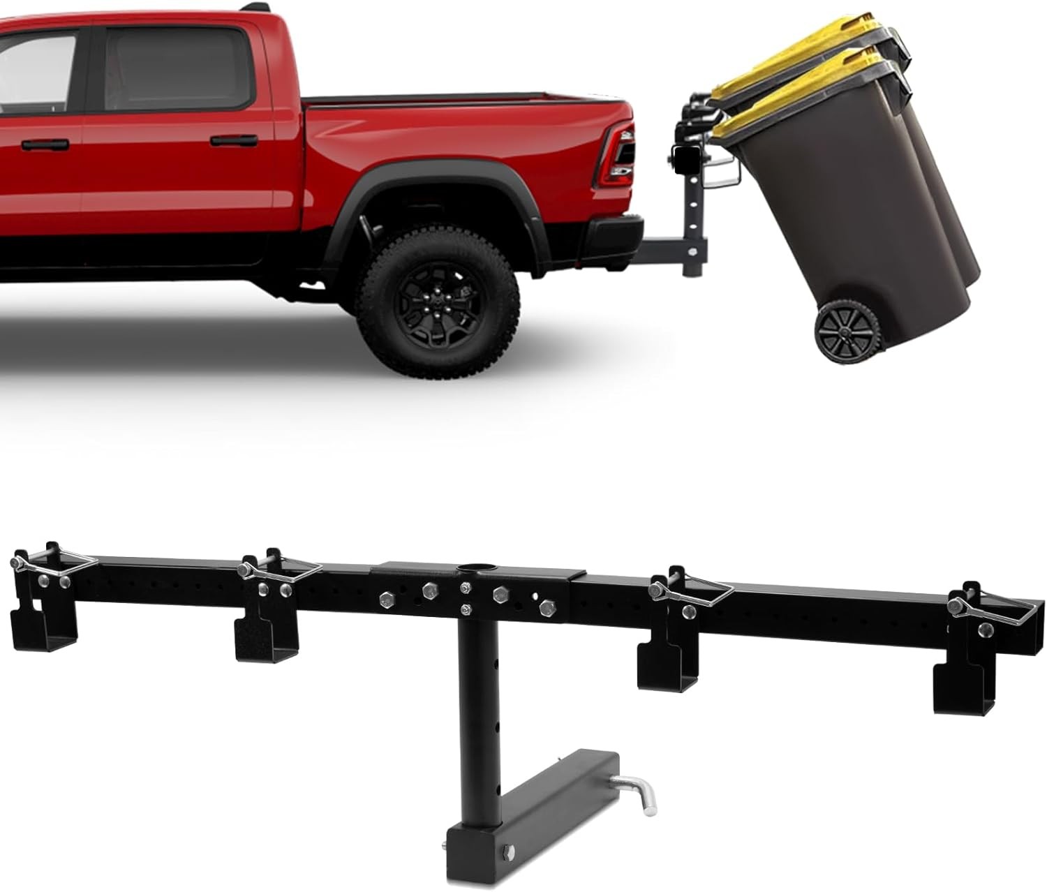 Trash Can Hauler for Double Can, Adjustable Trash Can Hitch, Fit for