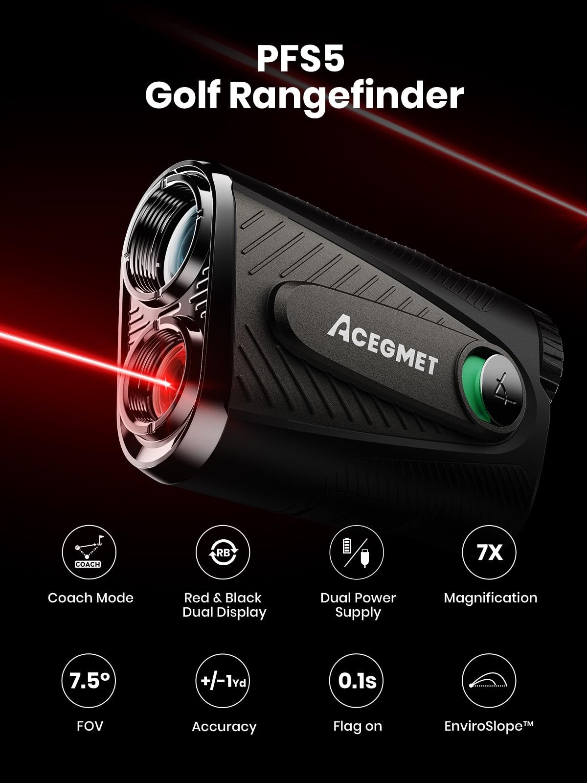 PFS5 Golf Rangefinder with Slope & Coach Mode, 1300 Yards Laser Range Finder,...