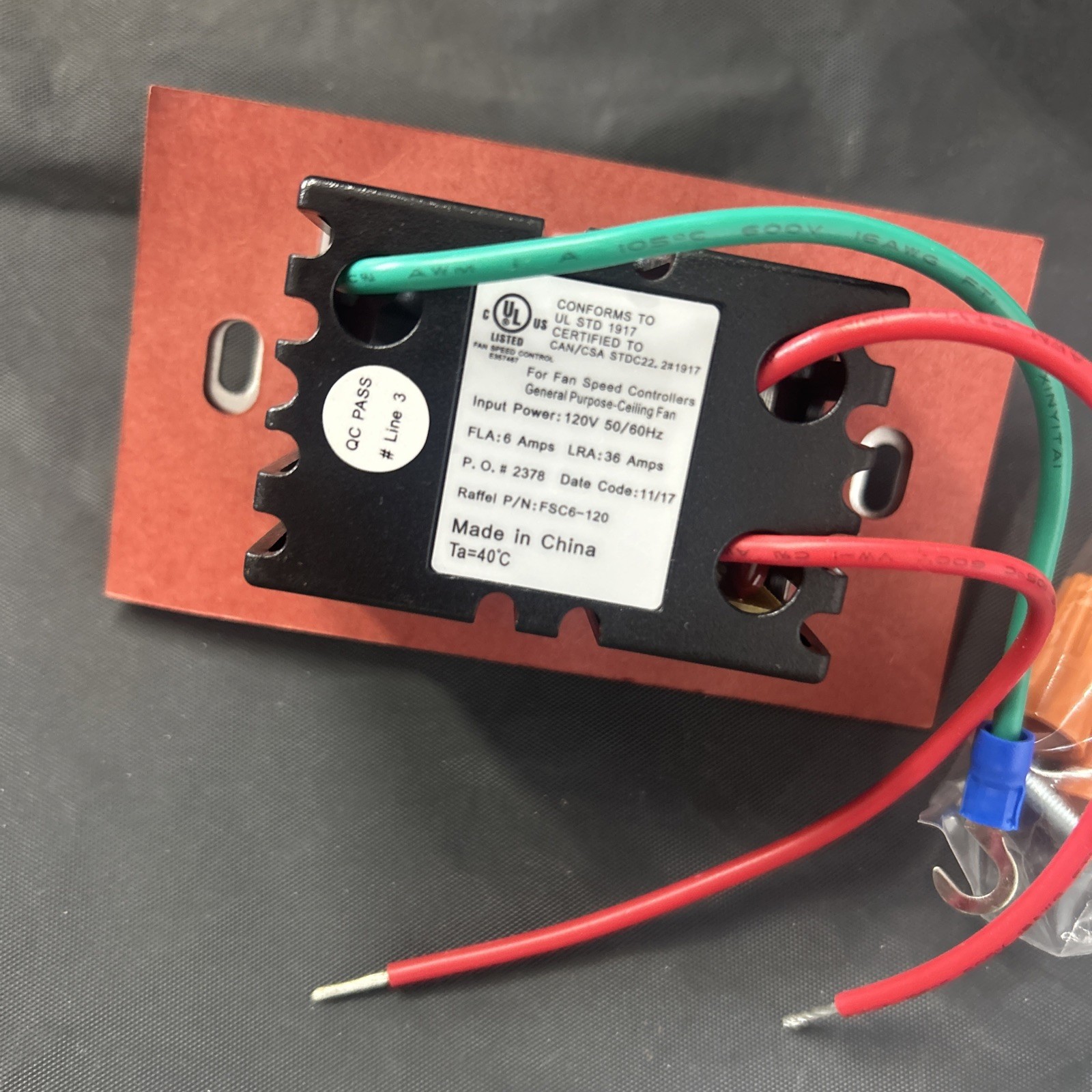 Raffel Solid State Speed Control Fsc6-120 Brand New Fan Speed Control