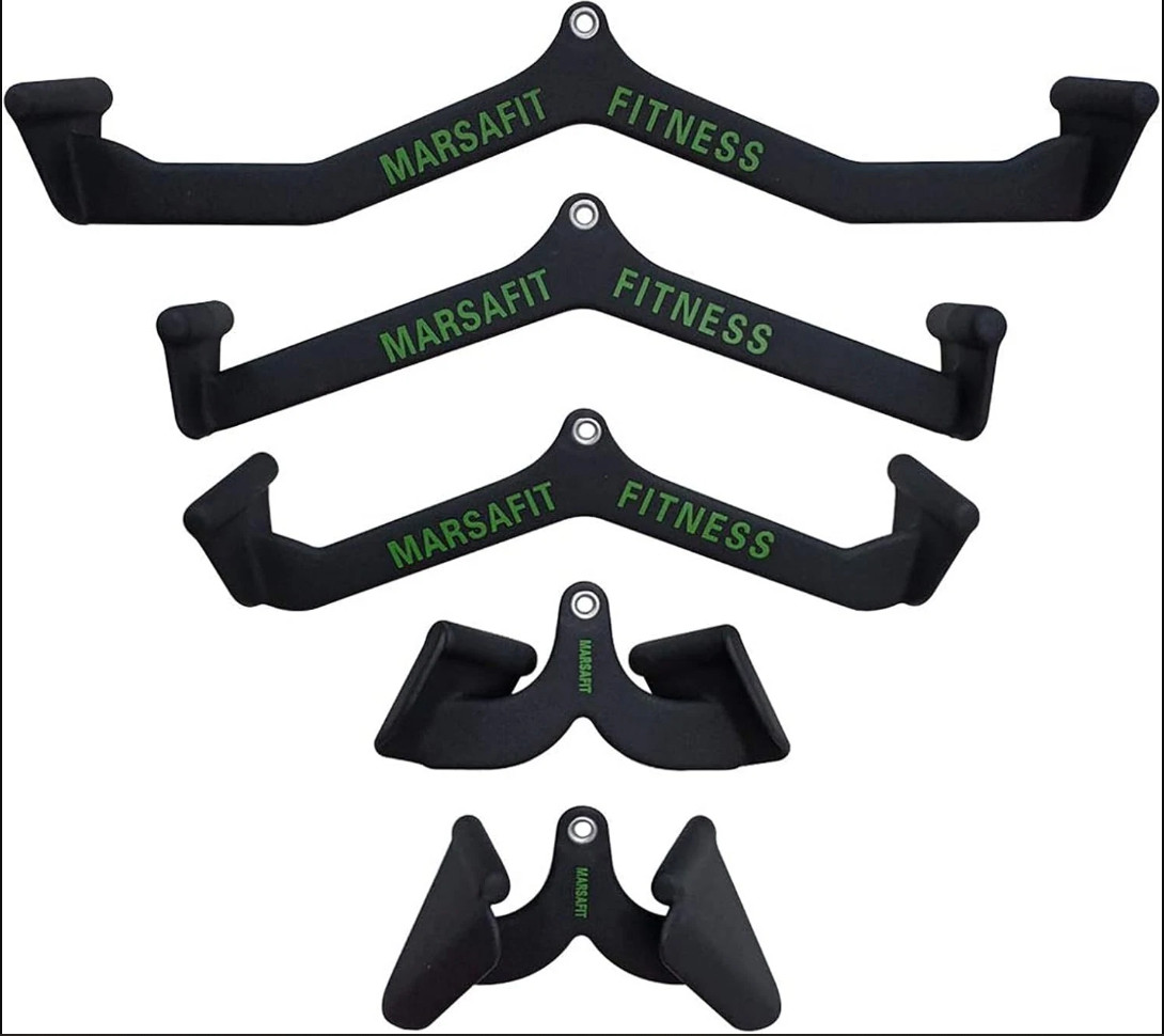 Home Gym Fitness Rowing T-Bar V-Bar Pulley Cable Machine Attachment set of 5