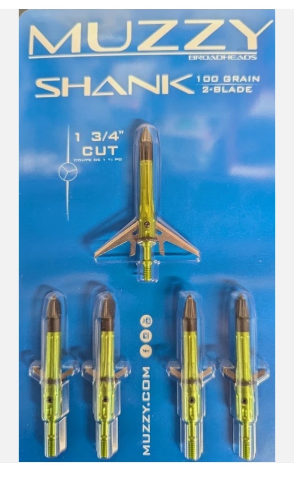 Muzzy 289 Muzzy Shank Broadhead 5 PK, Mult 1 Size 100 Grain 2 Blade Bow & Arrow