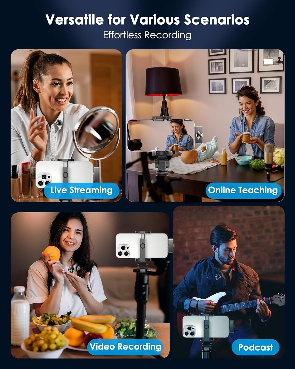2.4GHz Noise-Canceling Wireless Mic for iPhone & Android - Instant Setup & Use