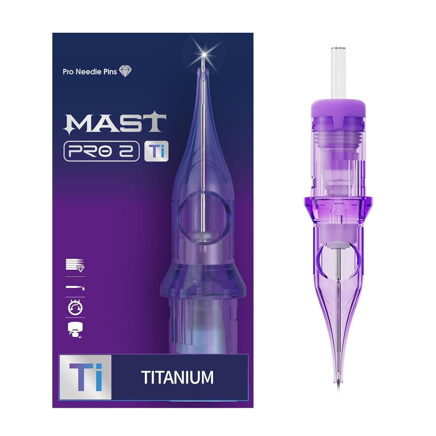 Mast Tattoo Pro2 Needles Cartridges - 20Pcs Disposable 0801RL, Purple