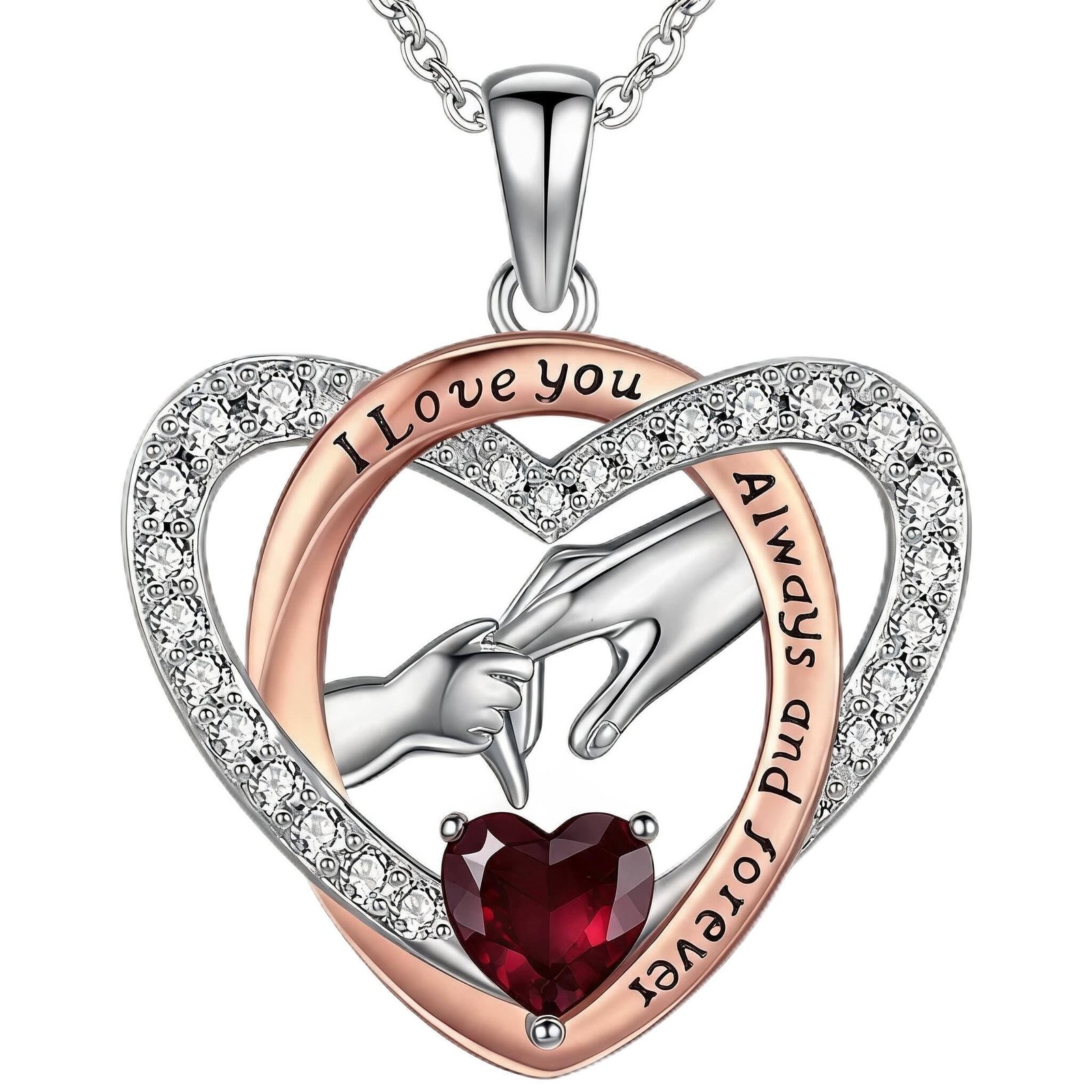 14K Rose Gold/Silver Filled Mom Birthstone Necklace for Women Jewelry Gifts |...