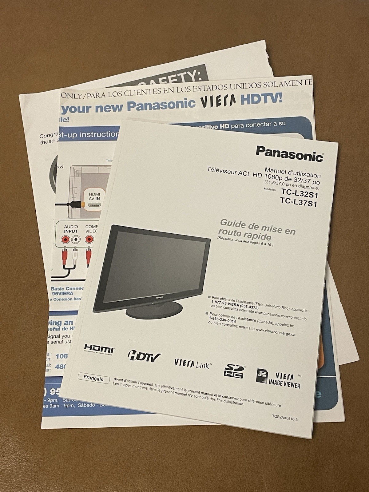 ORIGINAL Panasonic TV MANUAL Models TC-L32S1/L37S1 English/ Spanish
