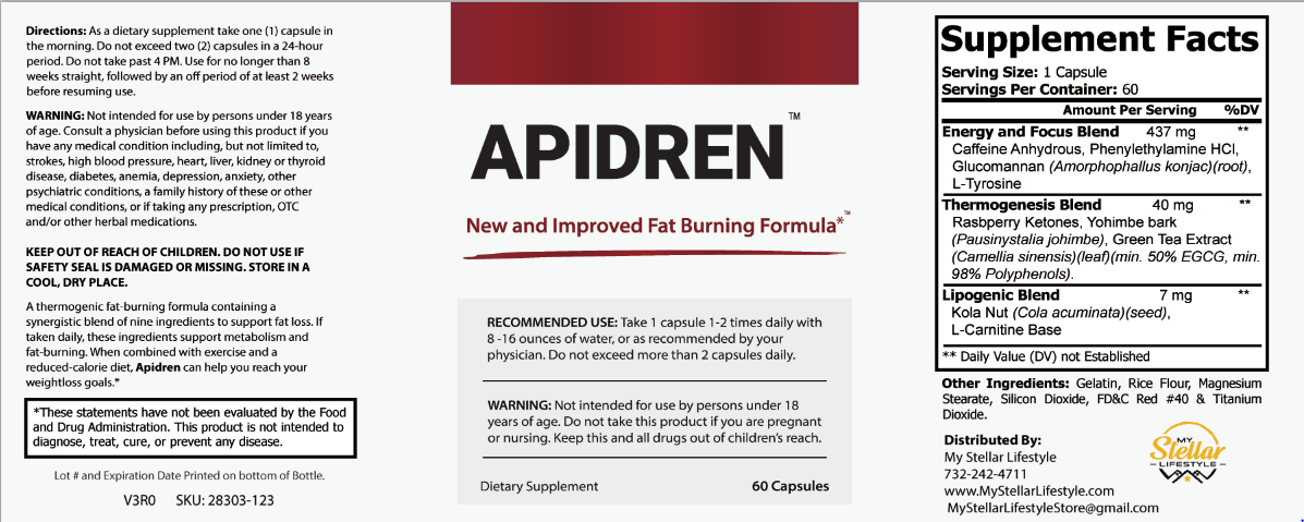 2 Pack Apidren, formula to help you burn fat-60 Capsules x2