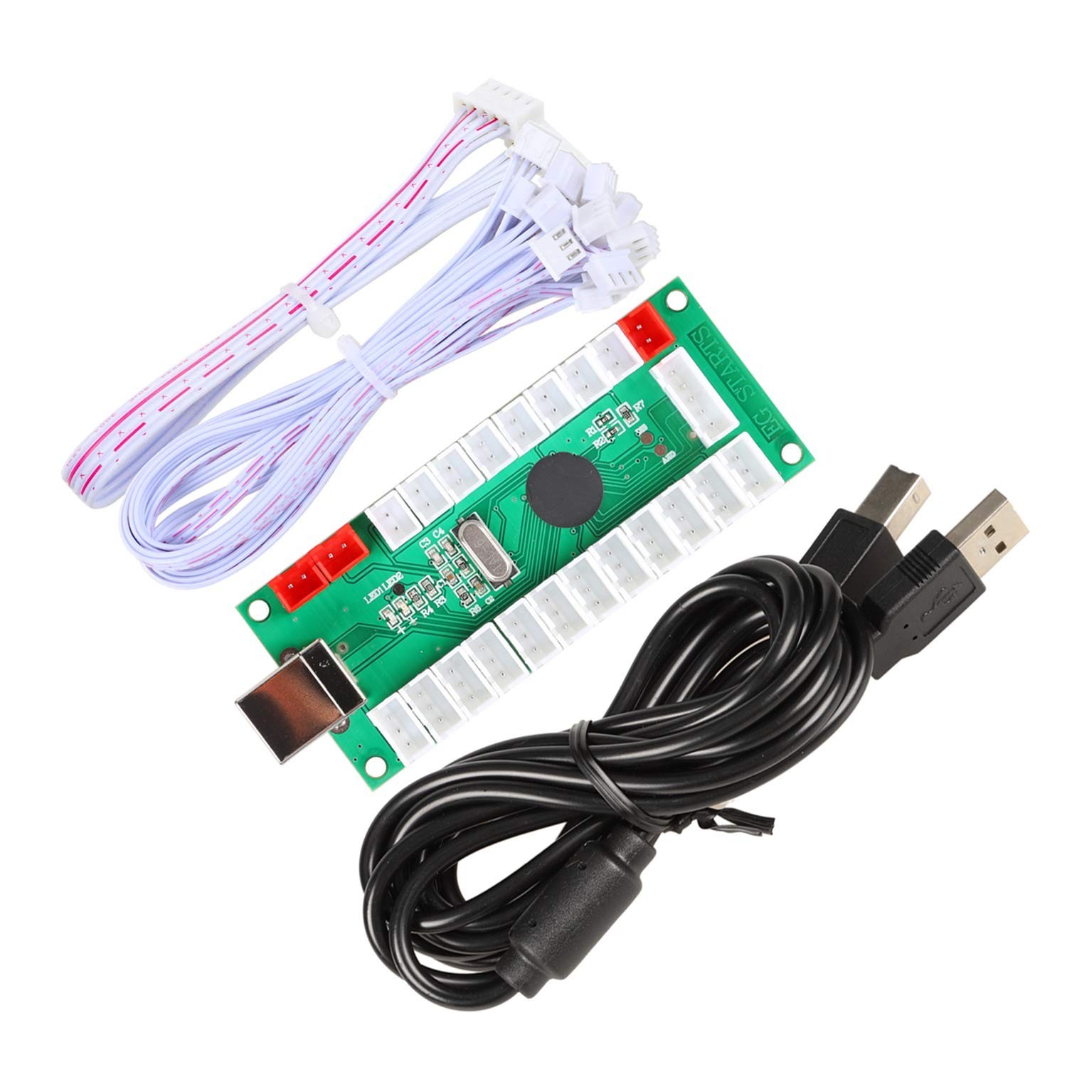 16-Button LED Arcade Controller Kit with 8-Way Joystick for PC Game Enthusiasts
