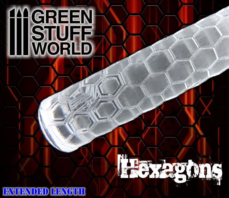 Rolling Pin - HEXAGONS Texture Terrain Roller for Wargames and miniature bases