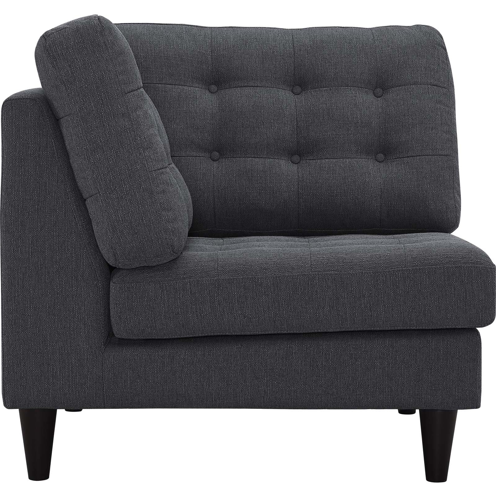Modway Empress Upholstered Fabric Corner Sofa in Gray