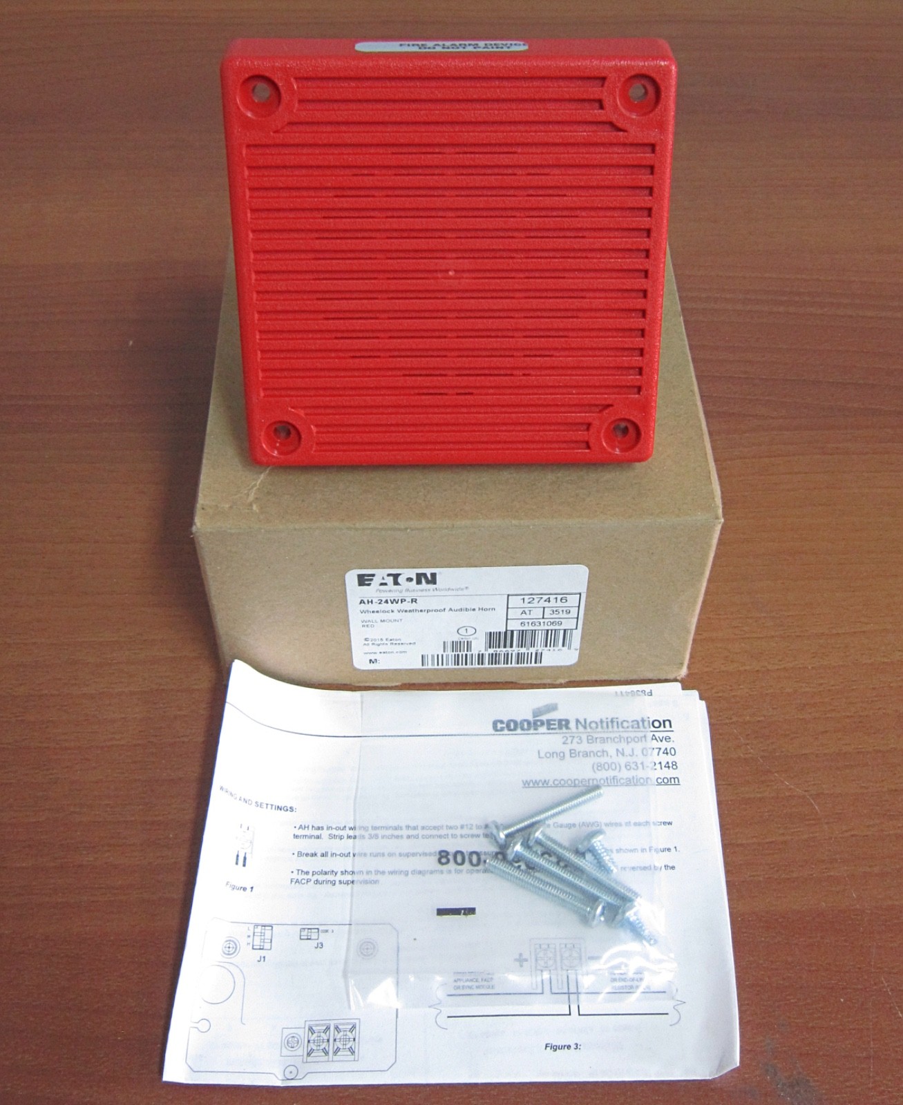 NEW Eaton Wheelock AH-24WP-R 24 VDC Weatherproof Audible Fire Alarm Horn Red