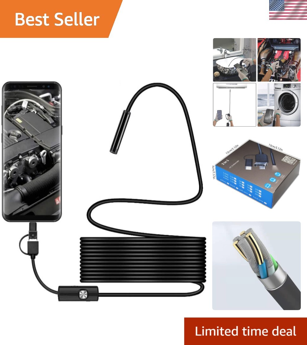 Expert-Grade Waterproof Endoscope Camera with 6 Adjustable LED Lights – 2M