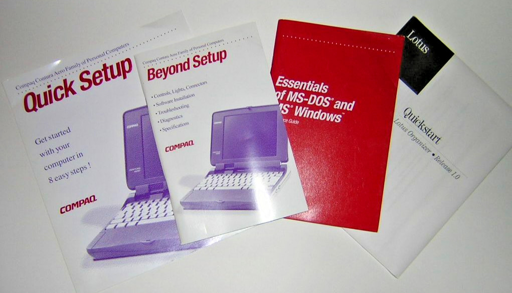 Vintage Compaq Contura Aero 4/25 4/33c Set of Original Manuals and Guides Setup