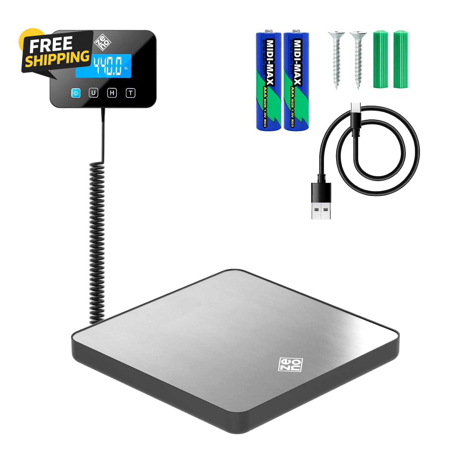 440Lb Digital Shipping Scale Postal Package Scale Hold Tare LCD AC Adapter Tool
