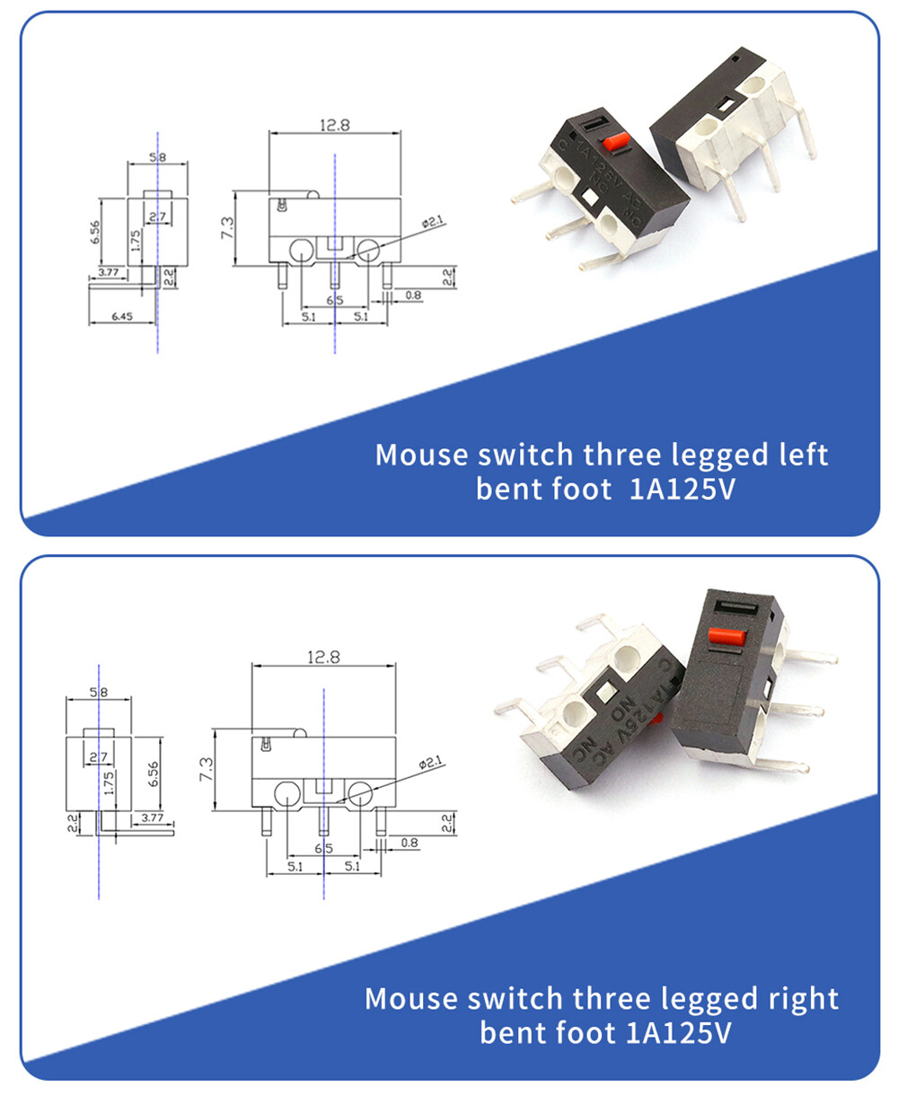 Micro Limit Switch 1A 125V Mouse Button 3-Pins PCB Momentary Push Micro Switche