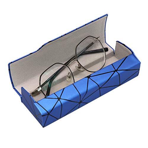 Outman Hard Shell Light Portable Eyeglasses Case Glasses Blue Lattice Pattern
