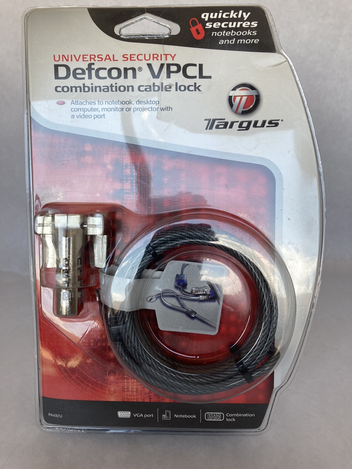 3 Targus Universal Security Defcon VPCL Combination Cable Lock - New