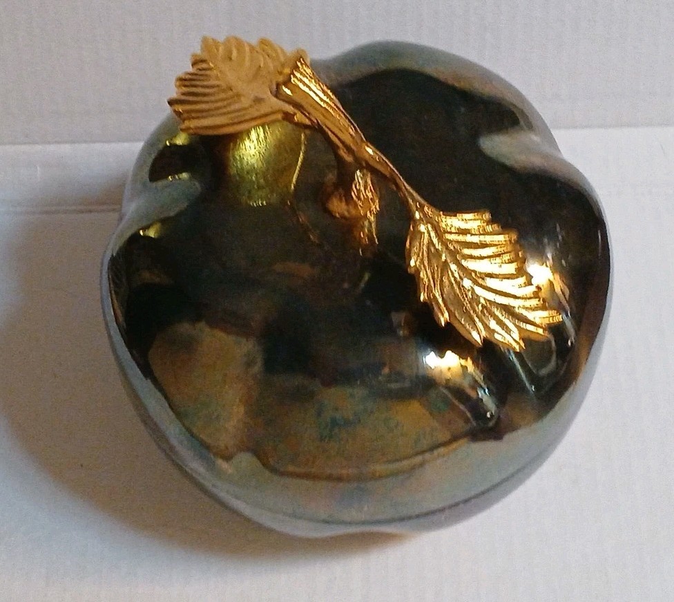 Silver Plated Gold Plated Apple Trinket Box Large