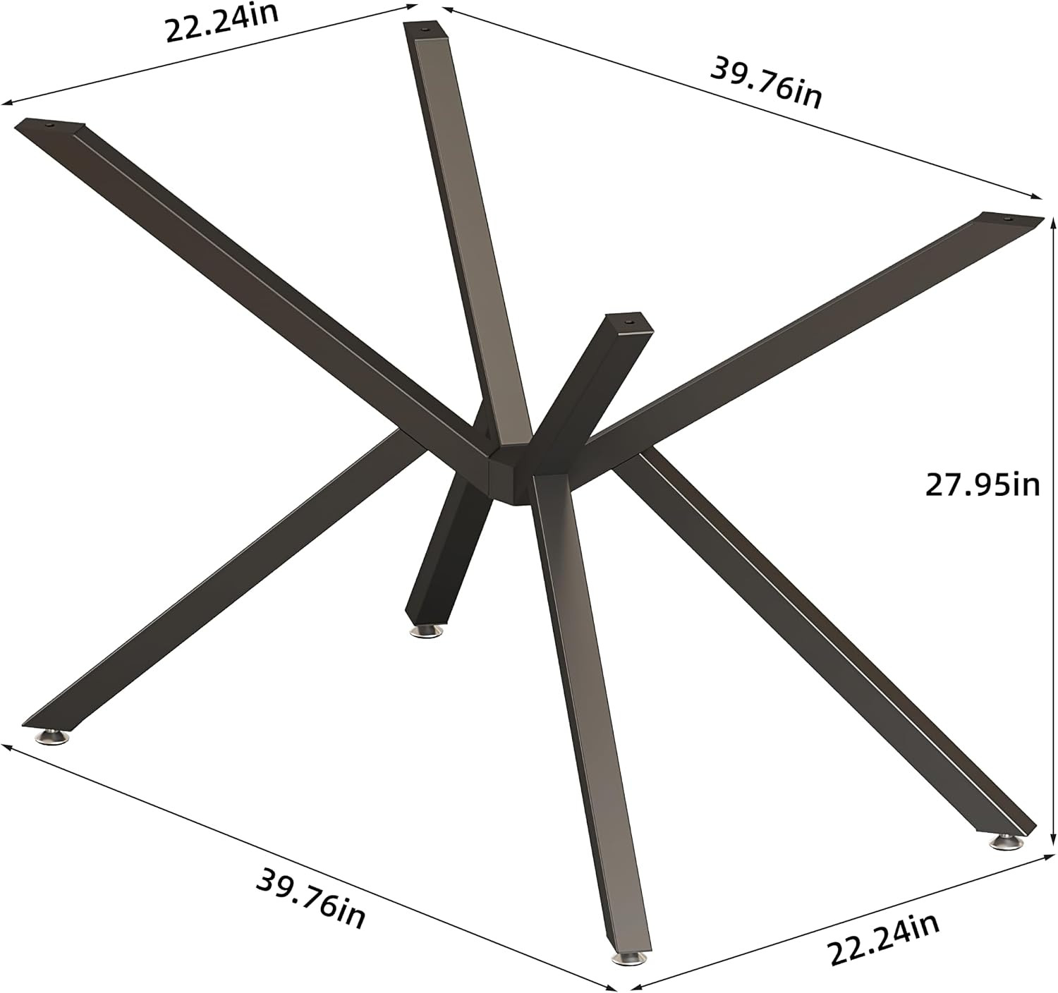 28" Heavy Metal Dining Table Base with Adjustable Footrest for DIY Projects