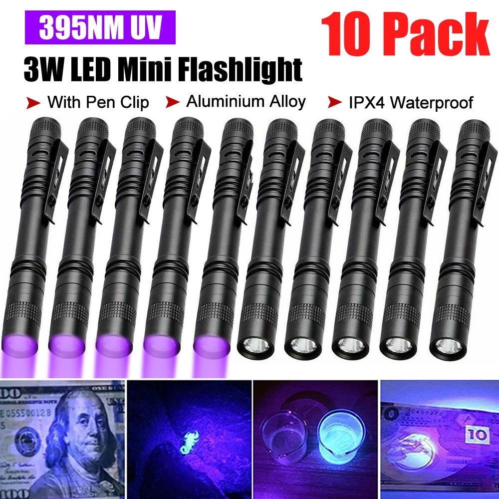 Zoomable 395nm UV Light Penlight Black Light Scalable Clip Pen Light Flashlight