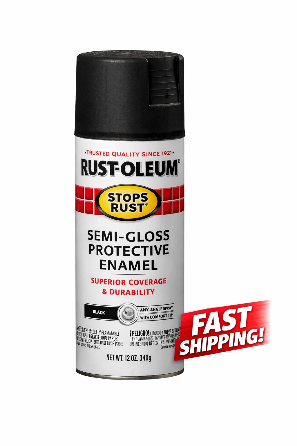 Rust-Oleum Stops Rust Semi-Gloss Black Protective Enamel Spray Paint 12oz