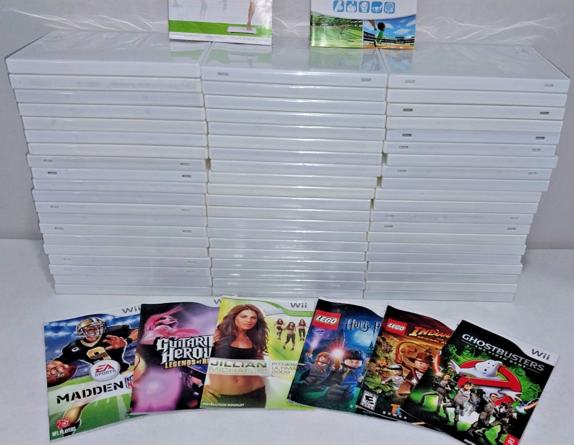 60 White Empty Replacement Nintendo Wii Game or DVD Cases VERY GOOD to NEAR MINT