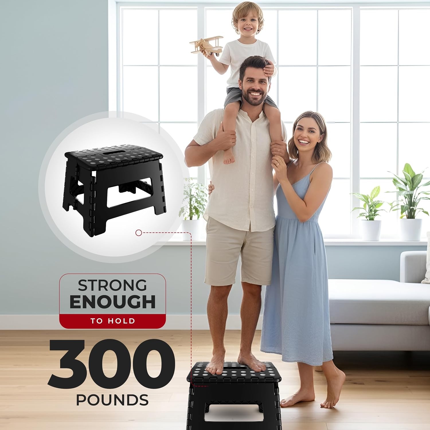 Folding Step Stool 9 Inch Anti-Slip Black 1-Pack Foldable step stool