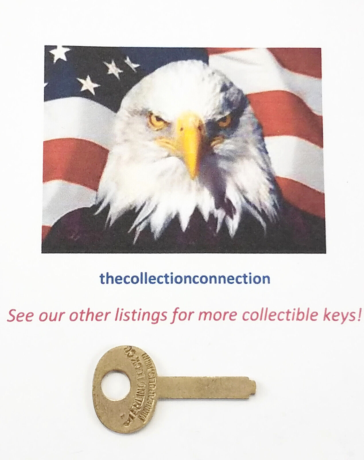 RARE Vtg STERLING LOCK CO Padlock Key Blank 1 1/2" Long (1 7/16) Minneapolis, MN