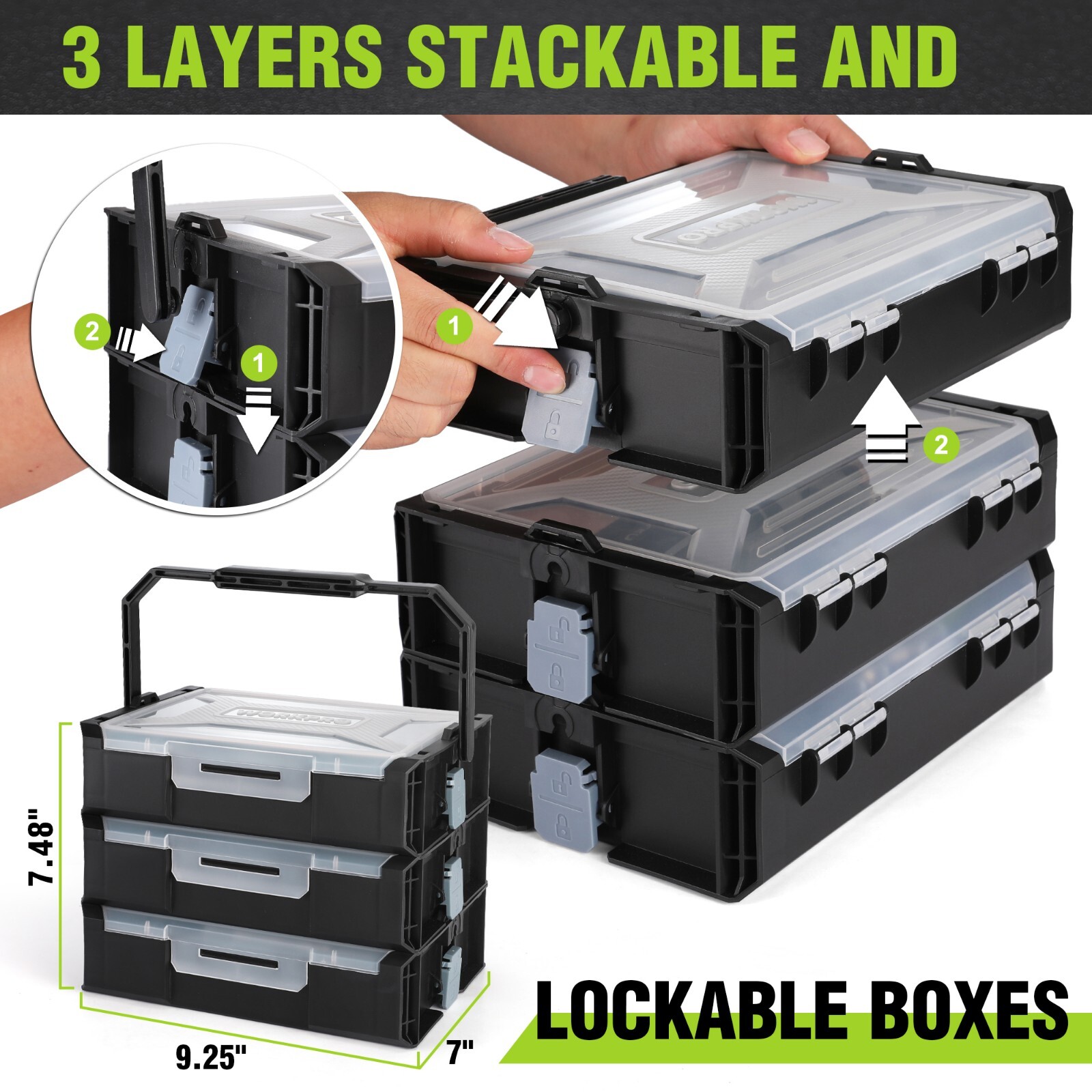 WORKPRO 43PCS Cordless Lithium-ion Drill Driver and Toolbox, 8V 2.0 Ah Power