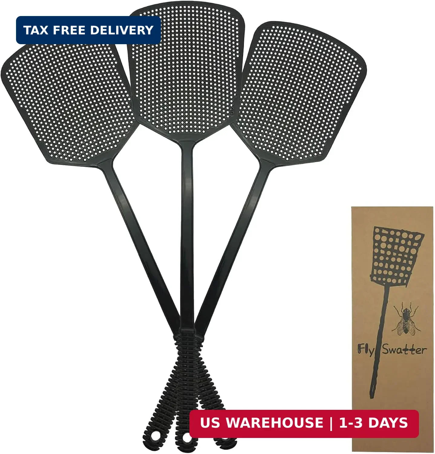 Fly Swatter Multi-pacl Manual, Flexible & Heavy Duty Fly Swatters Thick H