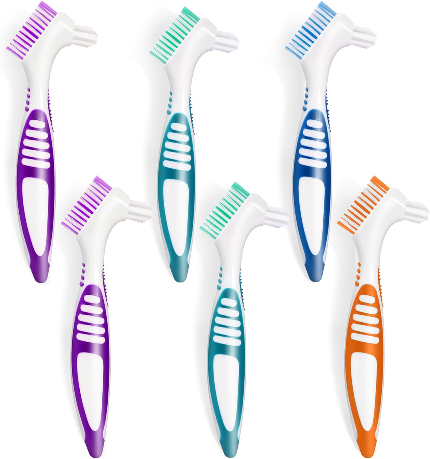6 Pcs Denture Brush Set for False Teeth, Denture Toothbrushes with Double Sided