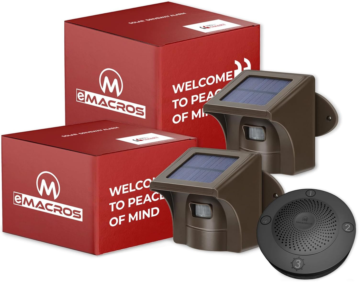 Solar Wireless Driveway Alarm System (1/2 Mile Range, 1 Receiver & 2