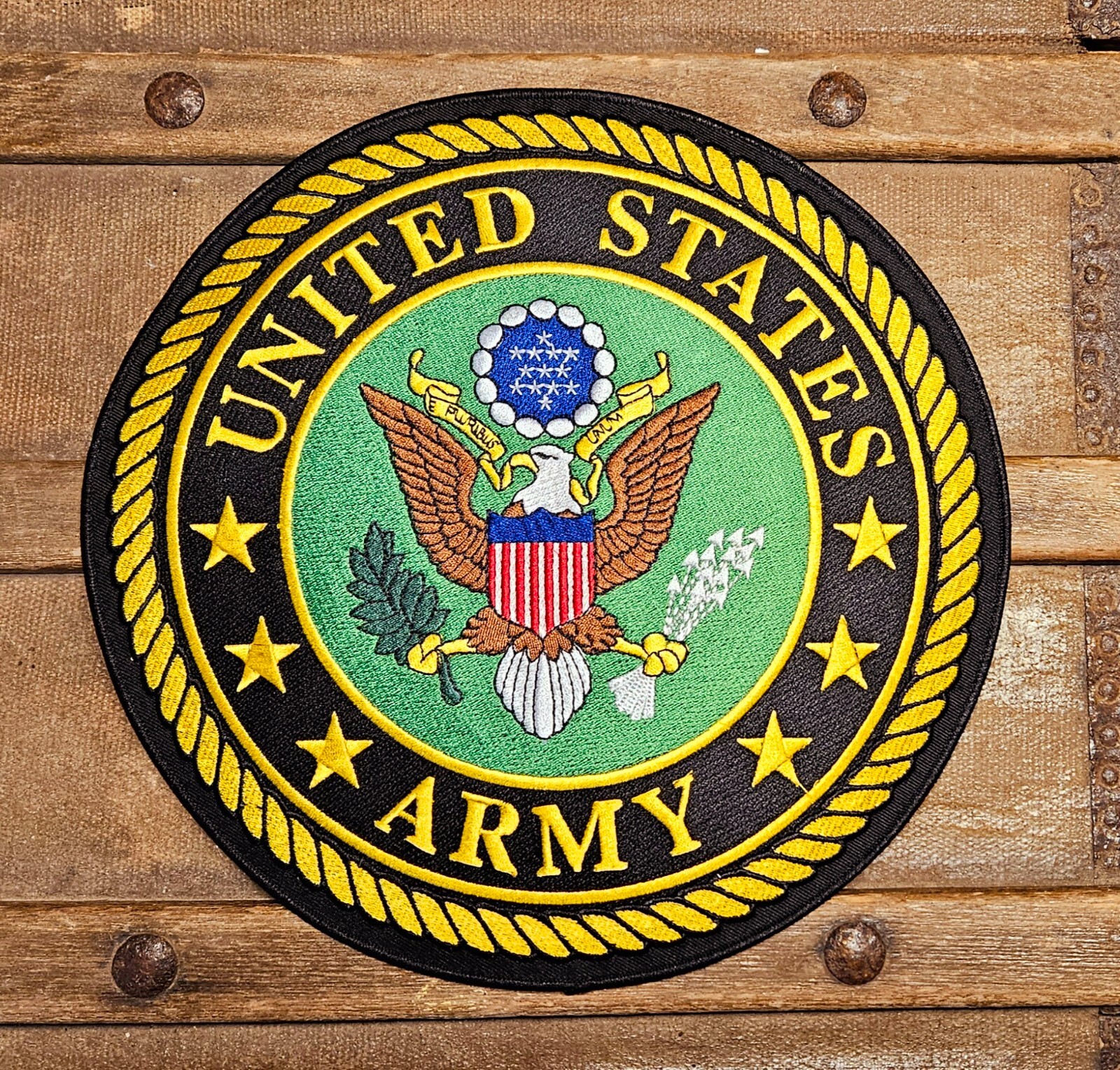 United States Army EMBROIDERED 10" BACK PATCH USA MADE Military Biker Vet USA