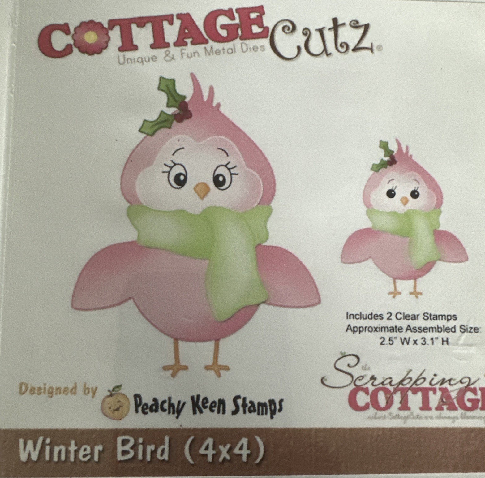 Cottage Cuts Winter Bird Die and Face Image Stamps Set of 2
