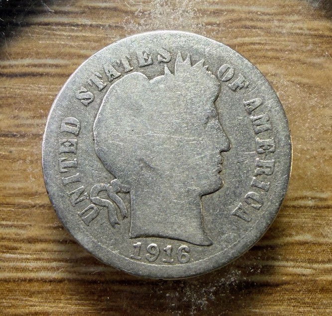1916-P Barber Dime - Actual Silver Coin Shown - Free Shipping & Tracking INV152
