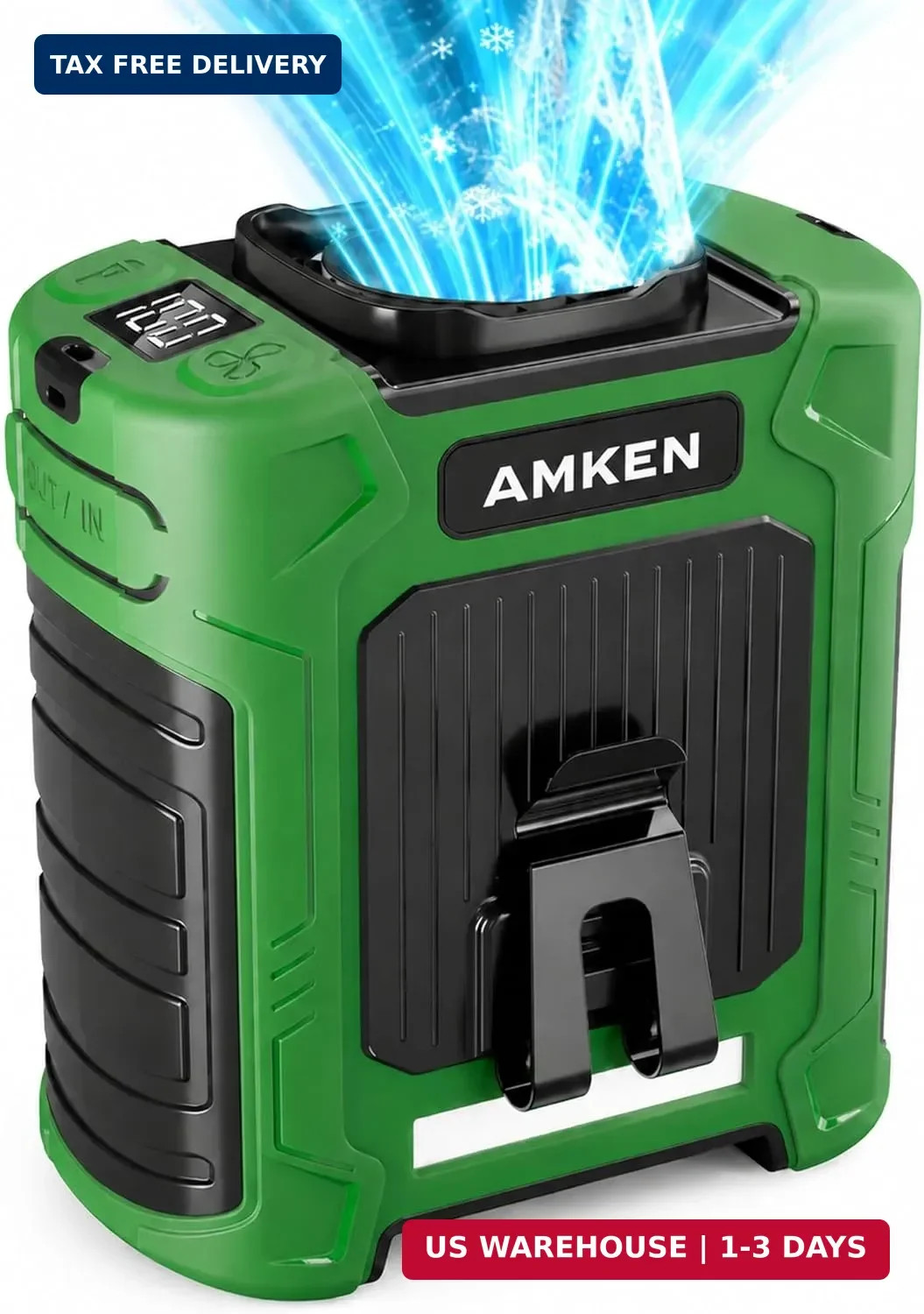 AMKEN Waist Fan, 10000mAh Rechargeable Belt Clip Fan, 59ft/s Airflow, 6-Speed 18