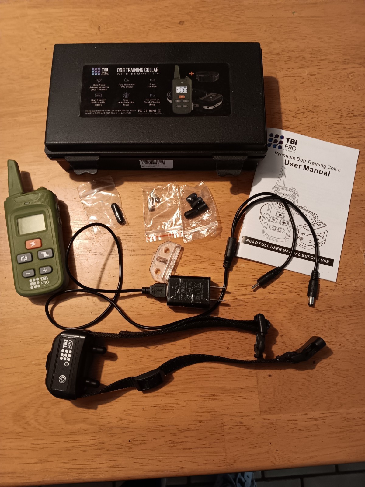 TBI PRO Premium DOG TRAINING COLLAR KIT w/ REMOTE T-4 NEW Condition With Case