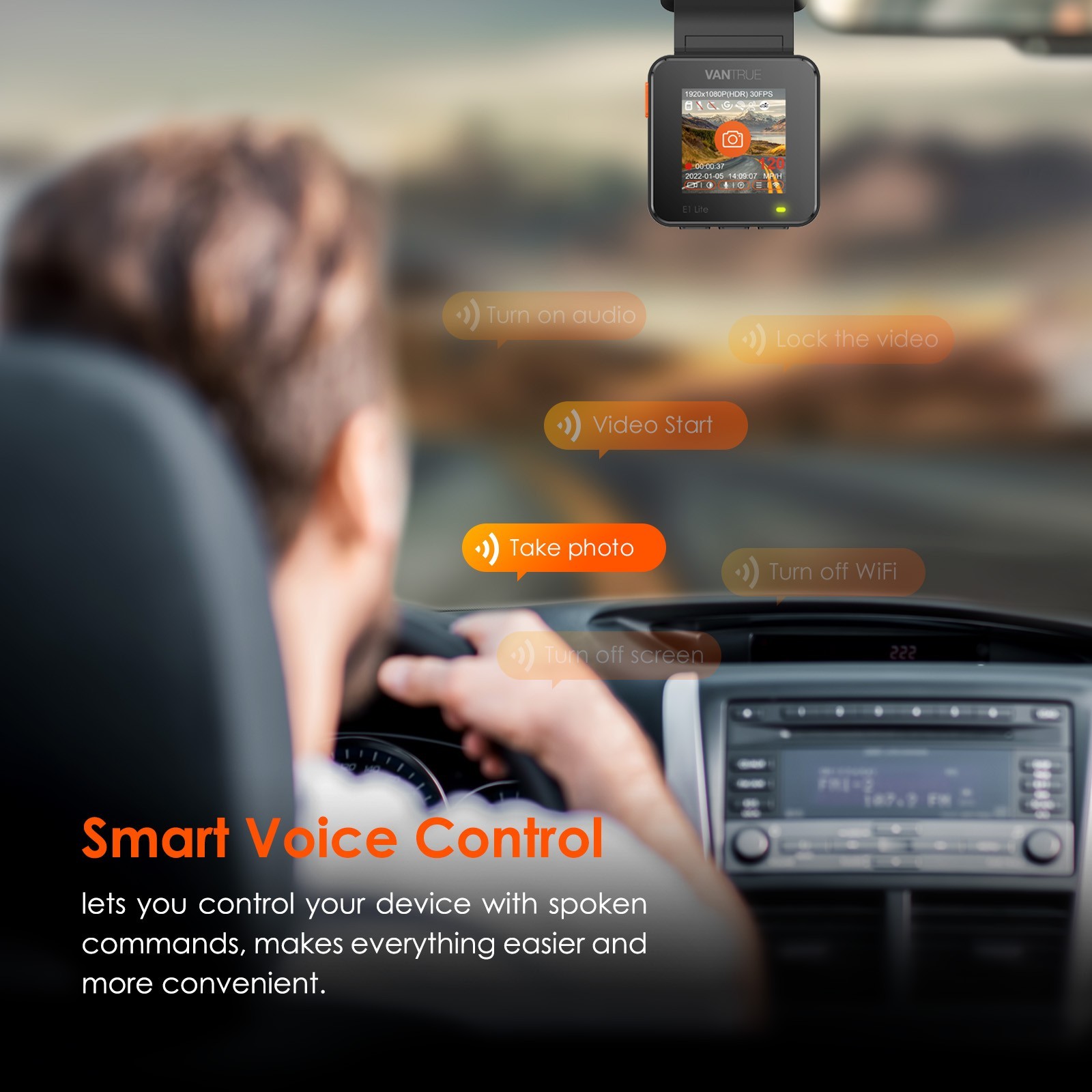 Vantrue E1 Lite Mini Dash Cam WiFi GPS Night Vision With Parking Mode For Car