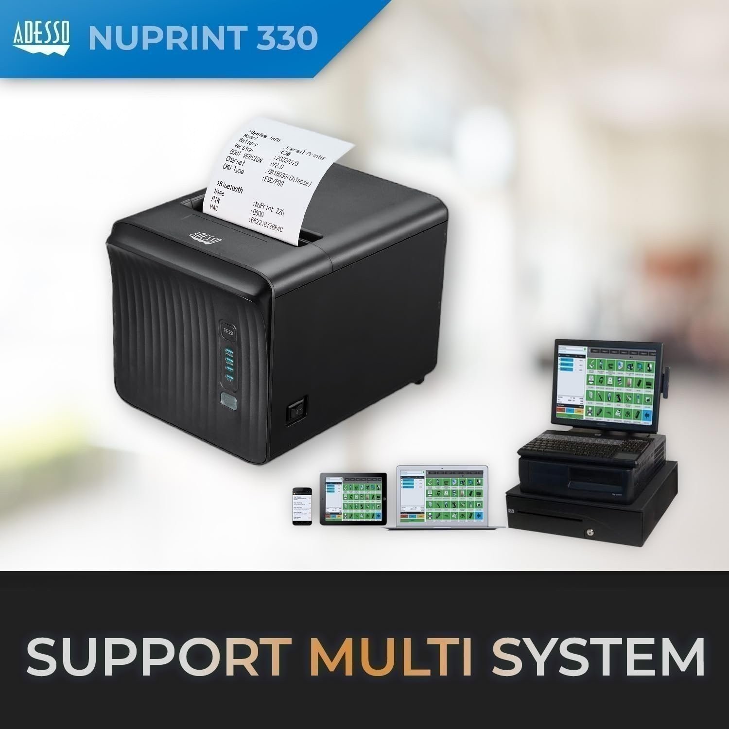 Adesso 3" (80mm) Network Interface Thermal Receipt Printer with Autocutter,...