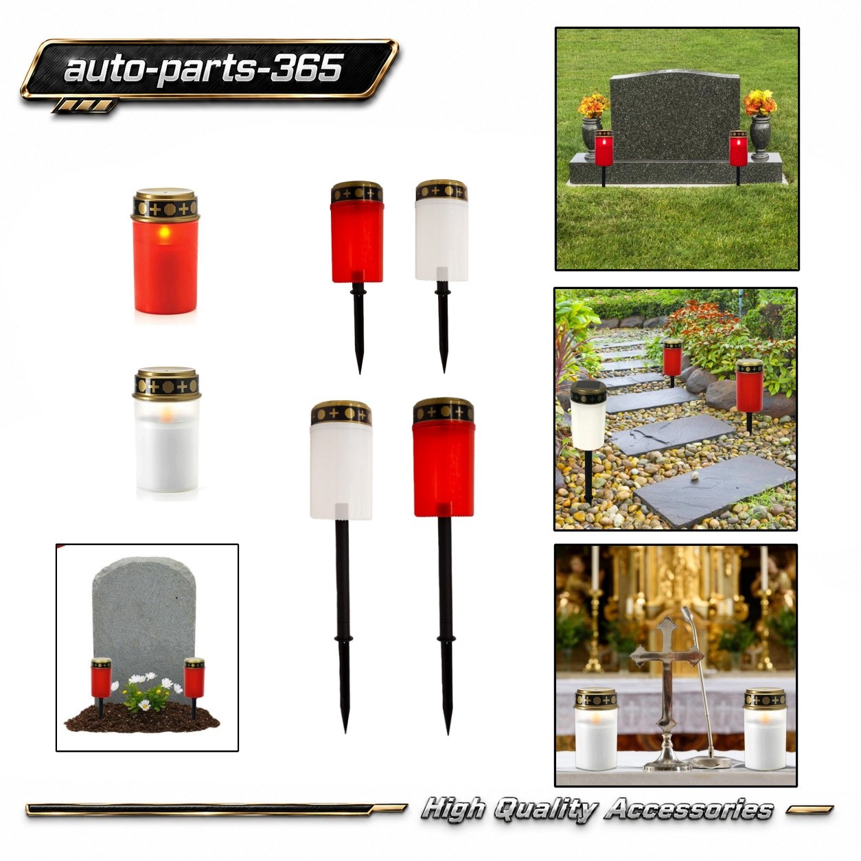 Waterproof Solar Flameless LED Lamp Outdoor Cemetery Grave Memorial Decor Light