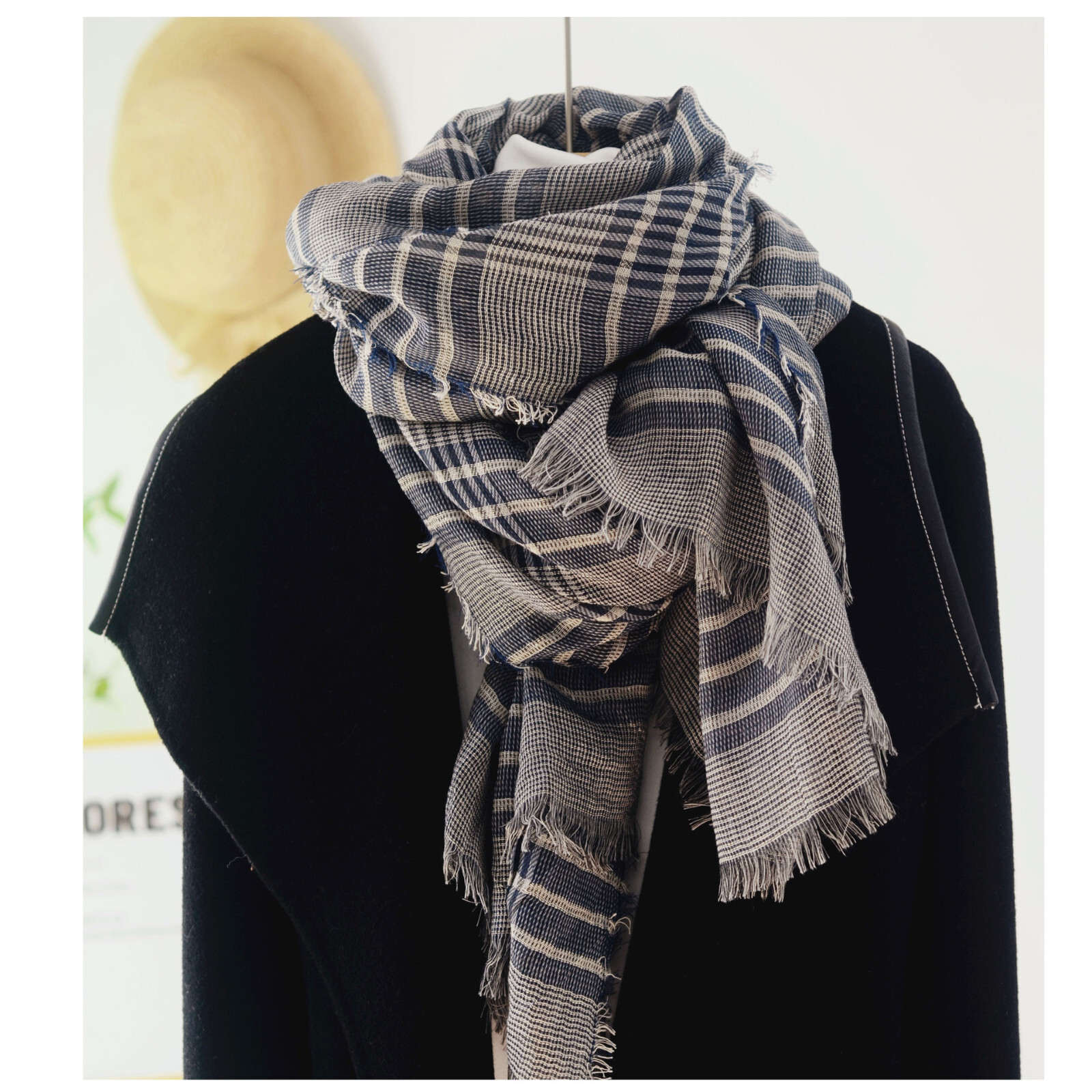 Mens Scotland Plaid Soft Cotton Scarf Casual Fashion Neckerchief Shawl Bandana
