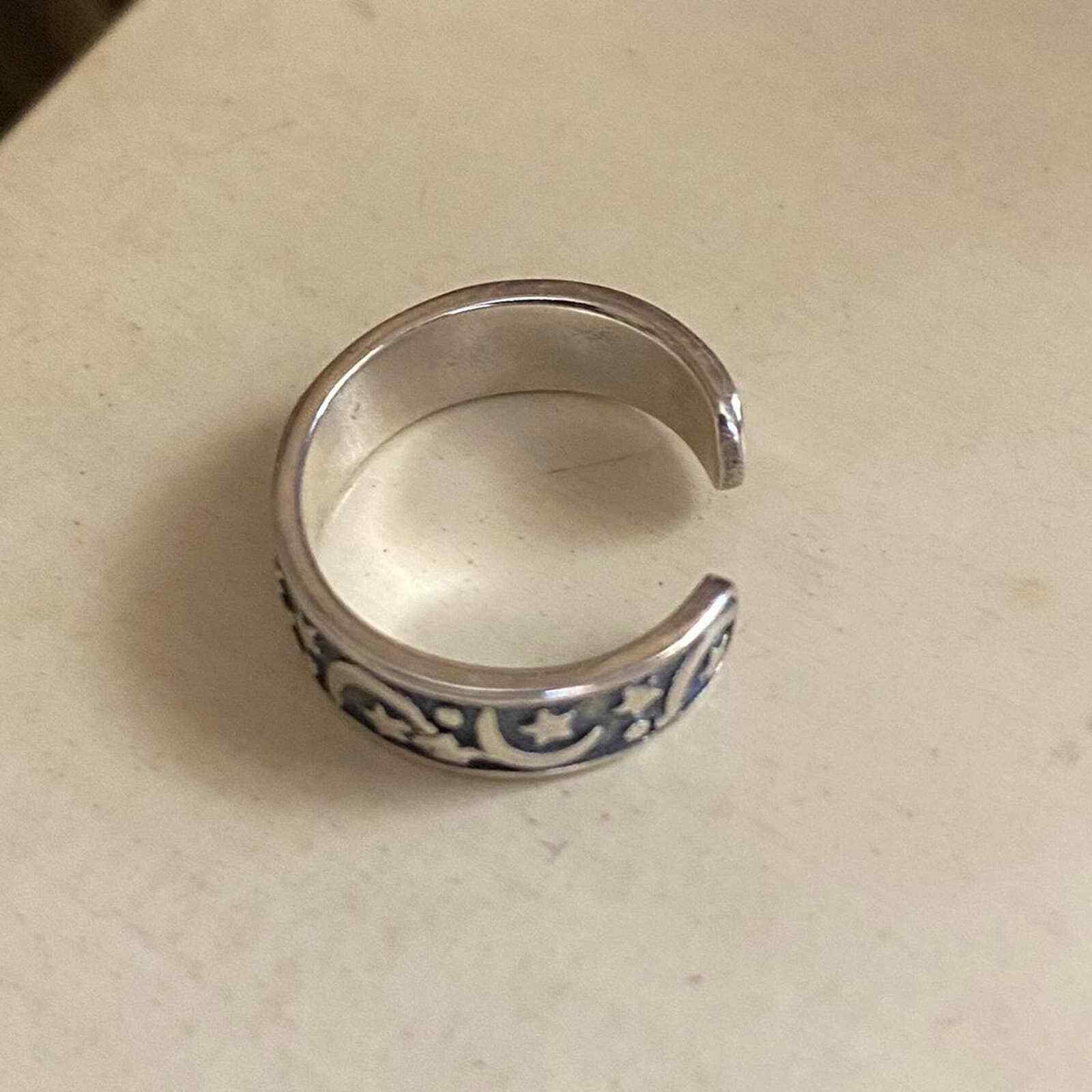 Moon & Stars Thick Wide Band Toe Ring