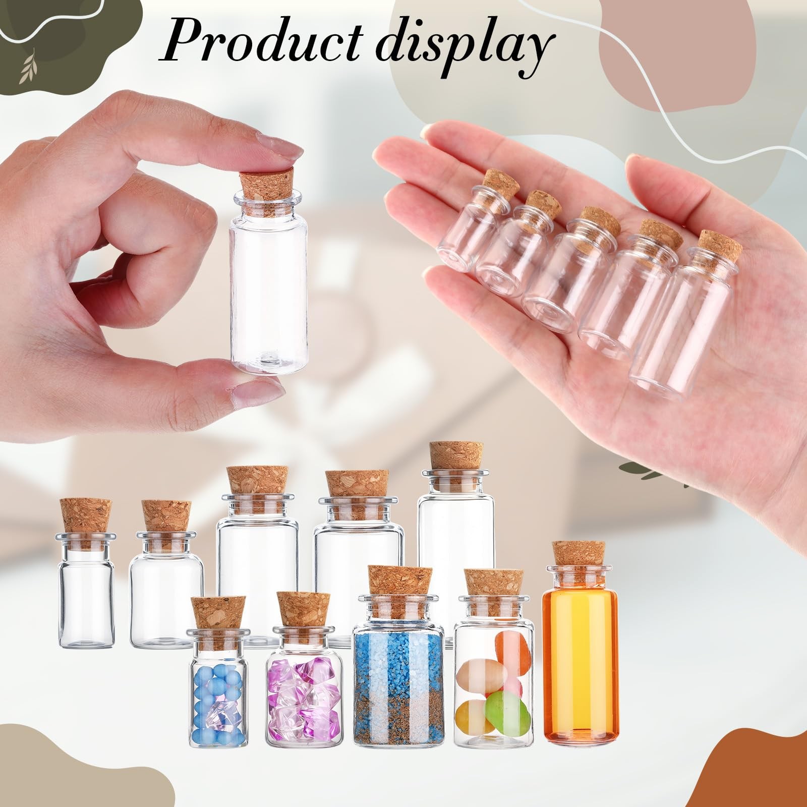 Mini Plastic Bottles with Corks Stoppers Eye Screws Funnels Small Potion Bott...