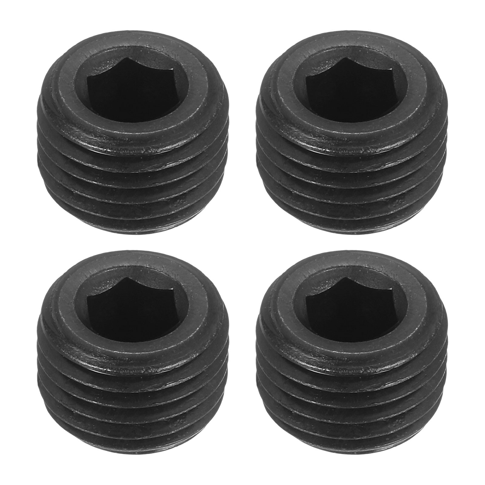 4Pcs Socket Pipe Plugs M14-1.5x10mm Carbon Steel Hex Thread Pipe Caps Black