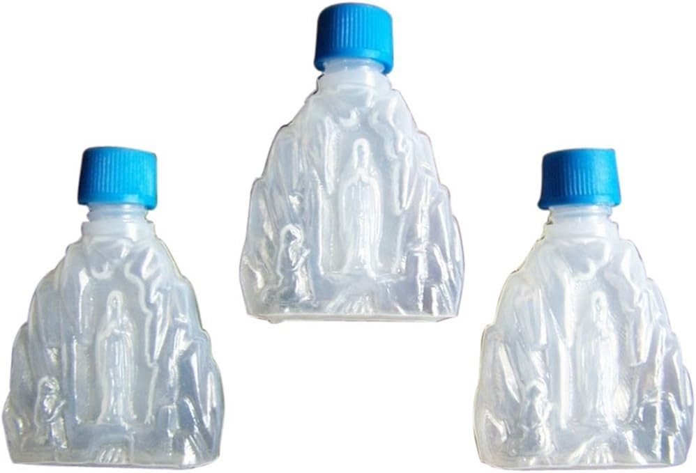 3 PCS Our Lady Of Lourdes Holy Water Bottle 1 oz With Lid Catholic Religious