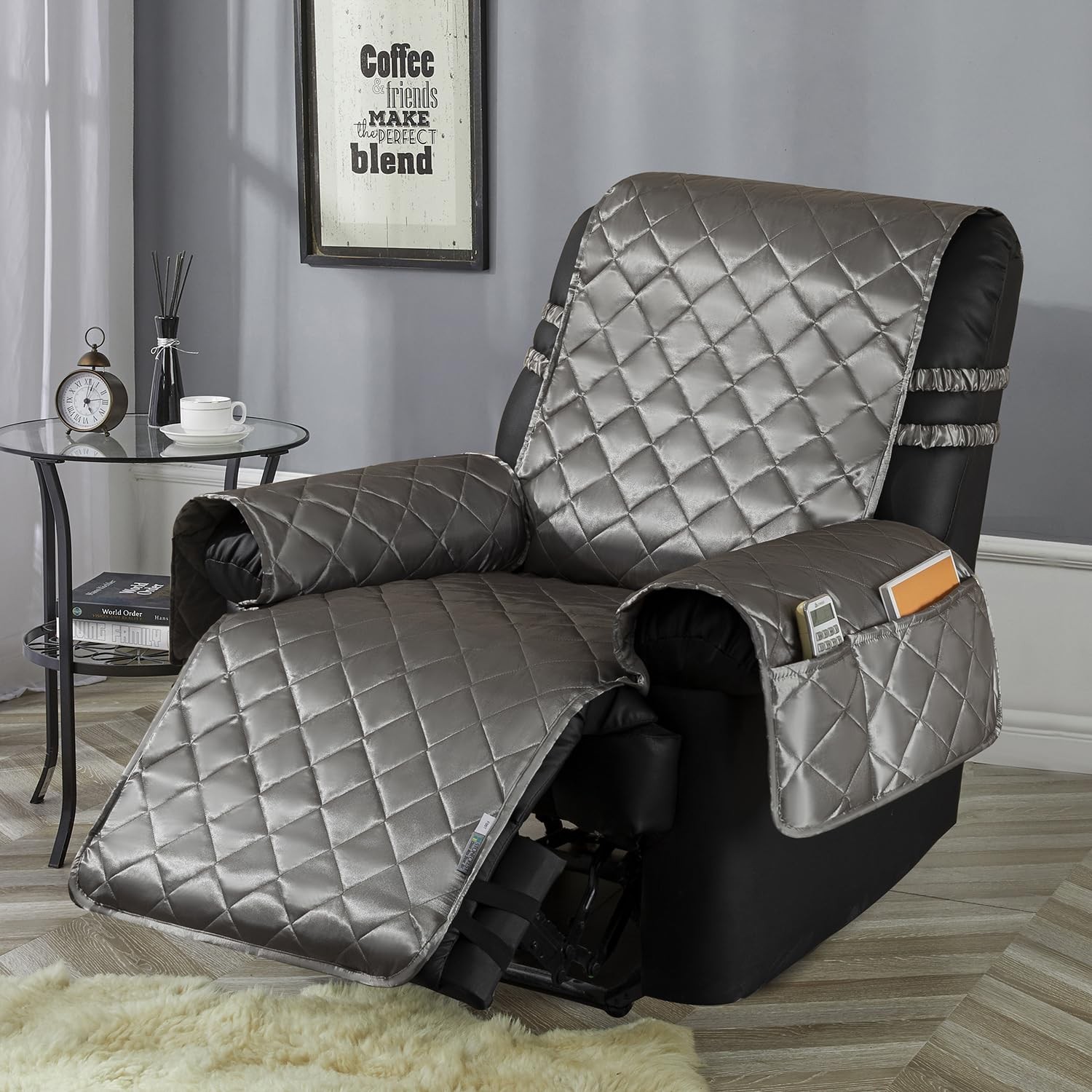 STONECREST Cooling Recliner Chair Cover - Silky Satin Recliner Cover, Recline...