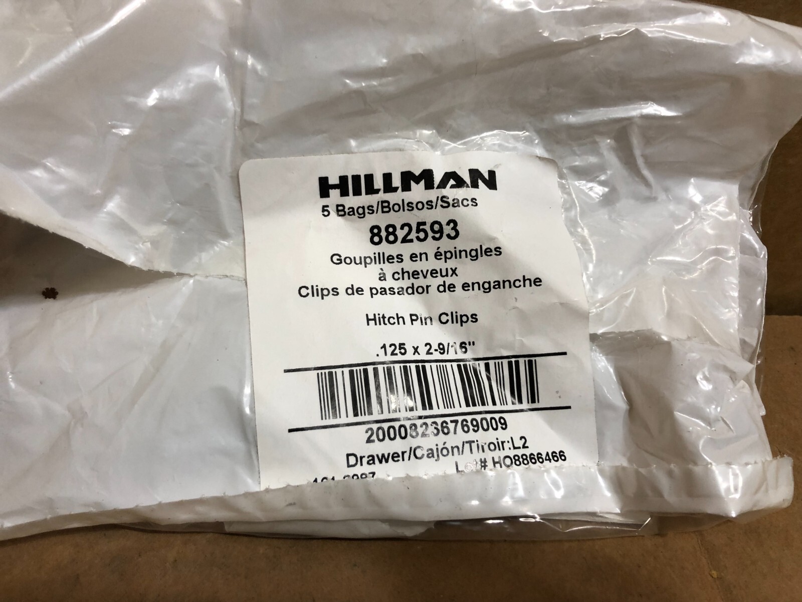 (2-Pk) Hillman Hitch Pin Clips 1/8" x 2-9/16" 882593 LOT OF 10x total