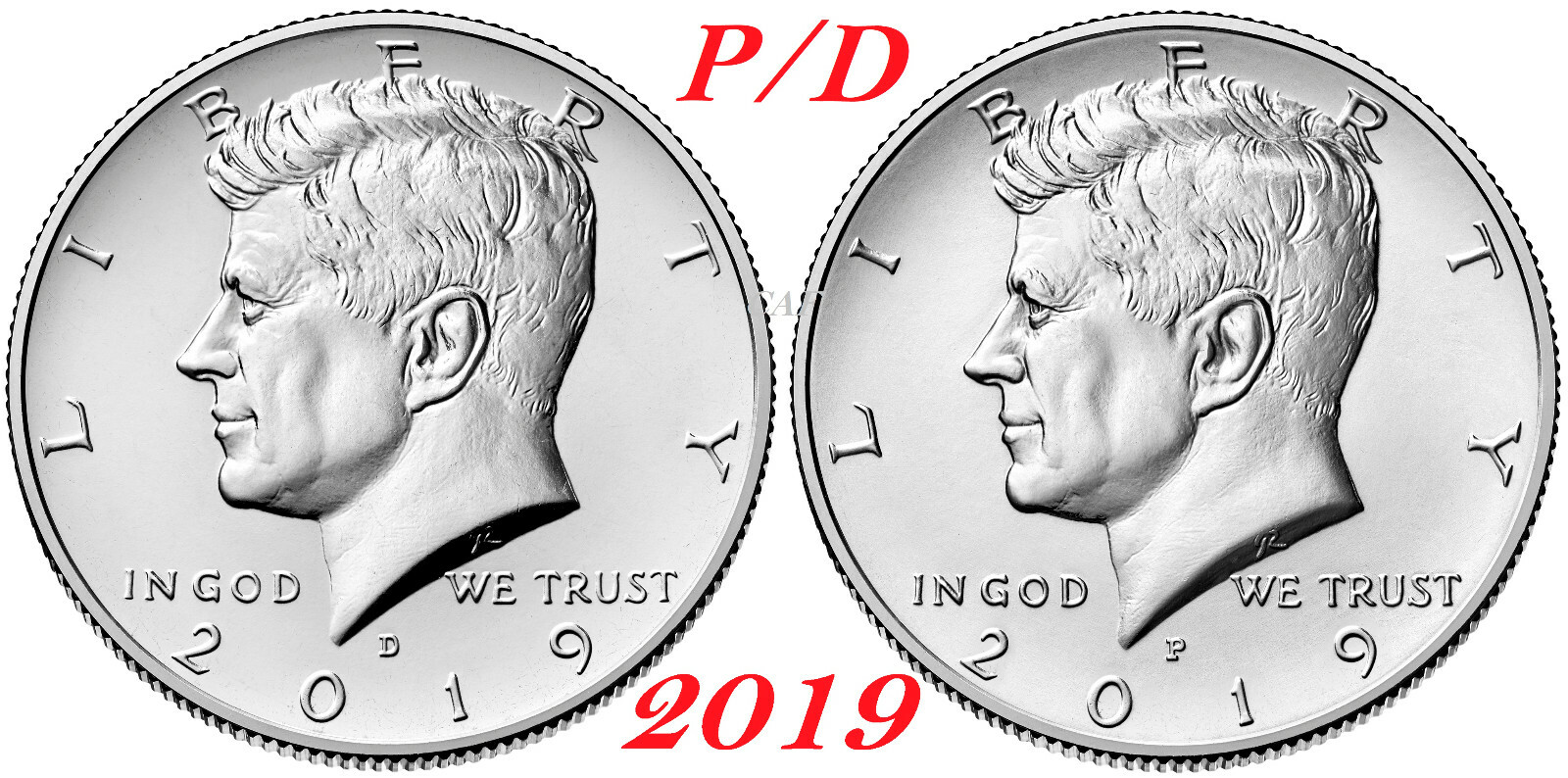 2019 Kennedy Half Dollars 2 coins set P + D Clad President 50¢ coin US Mint