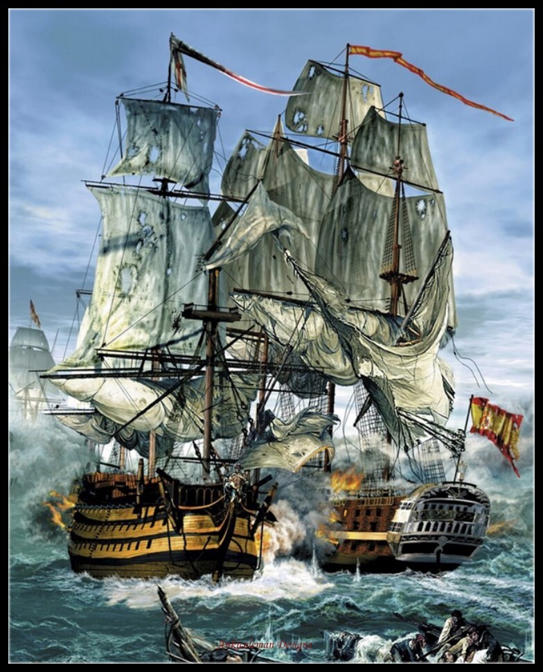 Naval Warfare - Counted Cross Stitch Patterns - Color & BW Symbols Chart